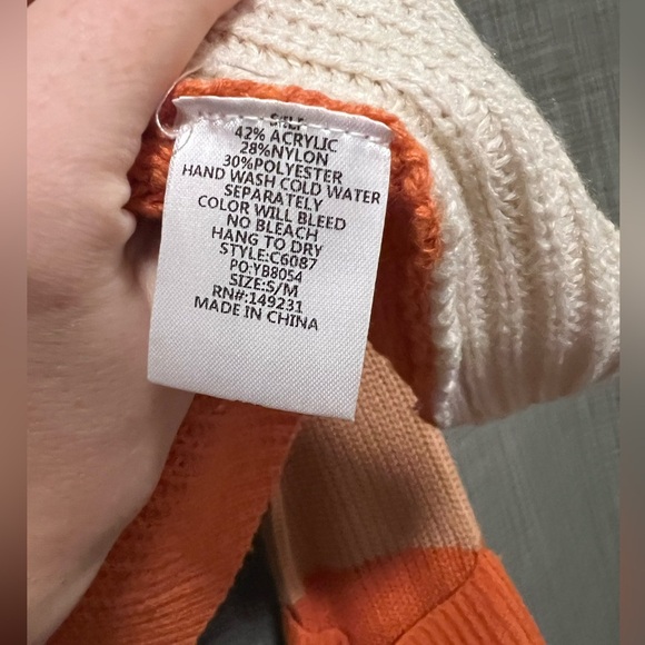 Kori Cream and Orange Turtleneck Sweater - Picture 3 of 6